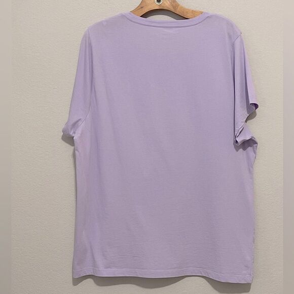 J Crew Factory Embroidered Flower Graphic Tee Size 2X in Lilac with Roses - Picture 7 of 7